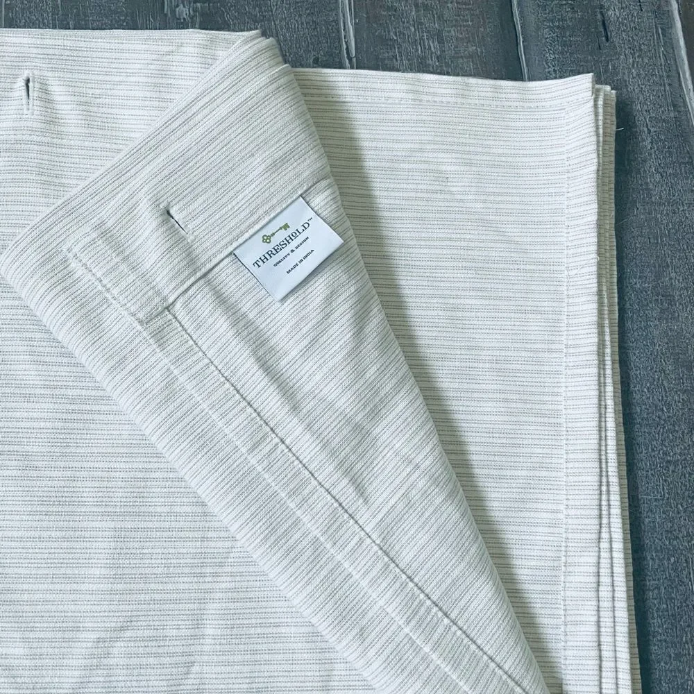 Threshold Neutral Tan Stripe Textured Fabric Shower Curtain